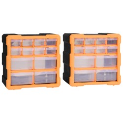 vidaXL Organizadores multicajones con 12 cajones 2 uds 26,5x16x26 cm