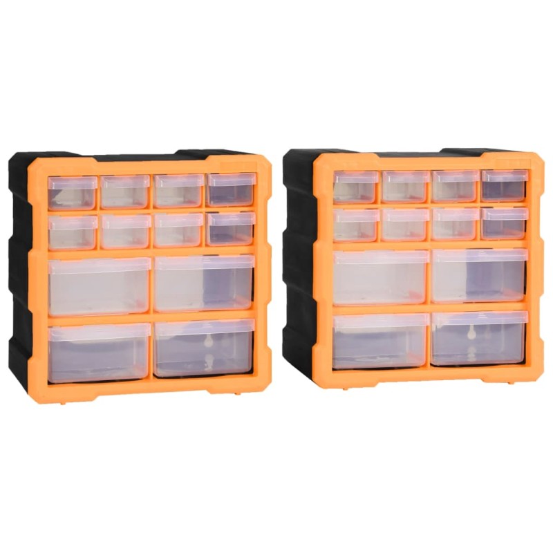 vidaXL Organizadores multicajones con 12 cajones 2 uds 26,5x16x26 cm vidaXL Organizadores multicajones con 12 cajones 2 uds 26,5x16x26 cm