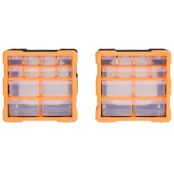vidaXL Organizadores multicajones con 12 cajones 2 uds 26,5x16x26 cm