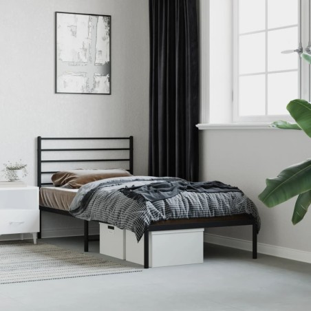 vidaXL Estructura de cama con cabecero metal negro 90x200 cm