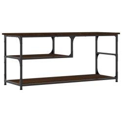 vidaXL Mueble de TV contrachapada y acero marrón roble 103x38x46,5 cm