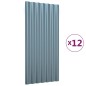 vidaXL Paneles de tejado 12 unidades acero recubierto gris 80x36 cm