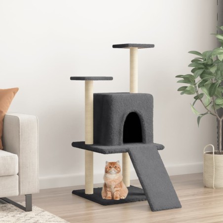 vidaXL Rascador para gatos con postes de sisal gris oscuro 110 cm