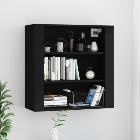 vidaXL Armario de pared madera contrachapada negro 80x33x80 cm