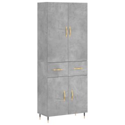 vidaXL Aparador alto madera contrachapada gris hormigón 69,5x34x180 cm