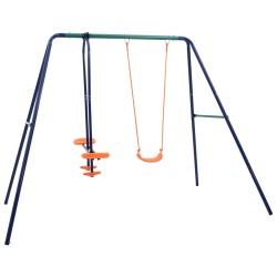 vidaXL Juego de columpios con 3 asientos acero
