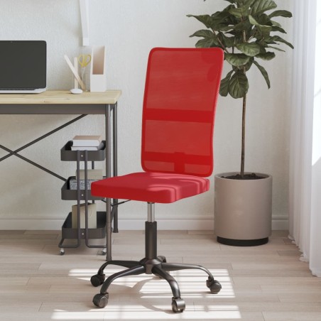 vidaXL Silla de oficina regulable en altura tela de malla rojo tinto
