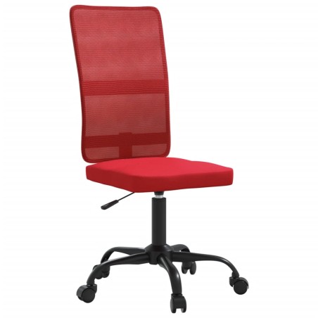 vidaXL Silla de oficina regulable en altura tela de malla rojo tinto