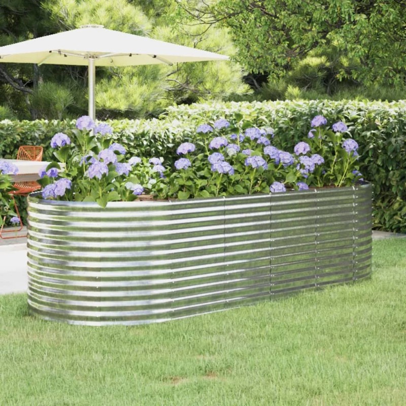 vidaXL Jardinera arriate acero recubrimiento polvo plata 249x100x68 cm vidaXL Jardinera arriate acero recubrimiento polvo plata 249x100x68 cm