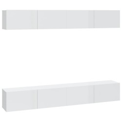 vidaXL Muebles de TV 4 piezas blanco brillante 100x30x30 cm
