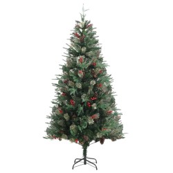 vidaXL Árbol de Navidad y piñas verde PVC y PE 225 cm