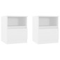 vidaXL Mesitas de noche 2 uds madera contrachapada blanco 40x40x50 cm vidaXL Mesitas de noche 2 uds madera contrachapada blanco 40x40x50 cm