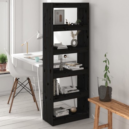 vidaXL Estantería/divisor de espacios madera pino negro 60x30x167,5 cm