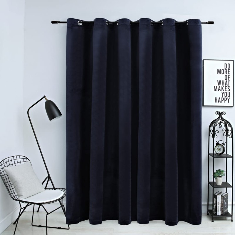 vidaXL Cortina opaca con anillas de metal terciopelo negro 290x245 cm vidaXL Cortina opaca con anillas de metal terciopelo negro 290x245 cm