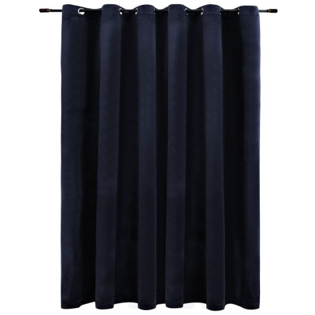 vidaXL Cortina opaca con anillas de metal terciopelo negro 290x245 cm