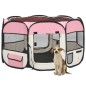 vidaXL Parque de perros plegable y bolsa transporte rosa 110x110x58cm vidaXL Parque de perros plegable y bolsa transporte rosa 110x110x58cm