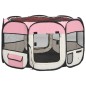 vidaXL Parque de perros plegable y bolsa transporte rosa 110x110x58cm vidaXL Parque de perros plegable y bolsa transporte rosa 110x110x58cm