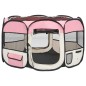 vidaXL Parque de perros plegable y bolsa transporte rosa 110x110x58cm vidaXL Parque de perros plegable y bolsa transporte rosa 110x110x58cm
