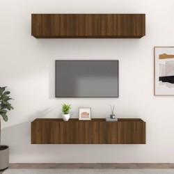 vidaXL Muebles TV 4 uds madera contrachapada marrón roble 80x30x30 cm