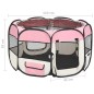 vidaXL Parque de perros plegable y bolsa transporte rosa 110x110x58cm vidaXL Parque de perros plegable y bolsa transporte rosa 110x110x58cm
