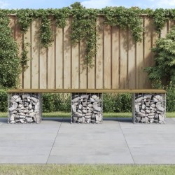 vidaXL Banco jardín diseño gaviones madera pino impregnada 203x44x42cm