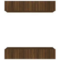 vidaXL Muebles TV 4 uds madera contrachapada marrón roble 80x30x30 cm