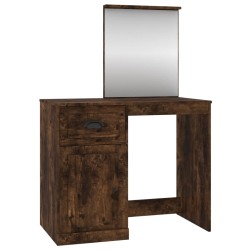 vidaXL Tocador y espejo madera contrachapada roble humo 90x50x132,5 cm