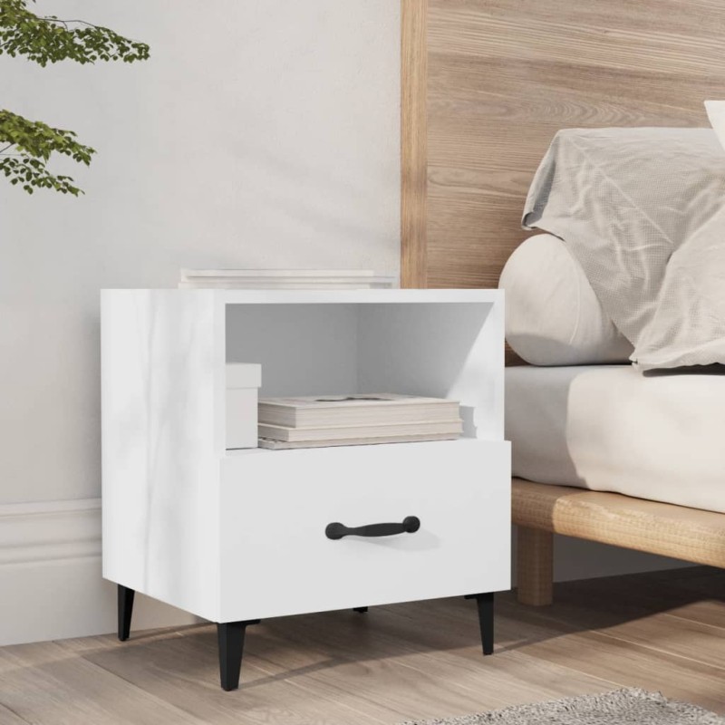 vidaXL Mesita de noche madera contrachapada blanco vidaXL Mesita de noche madera contrachapada blanco