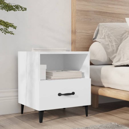 vidaXL Mesita de noche madera contrachapada blanco