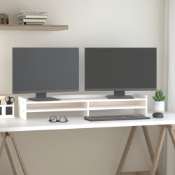 vidaXL Soporte para monitor madera maciza de pino blanco 100x24x16 cm