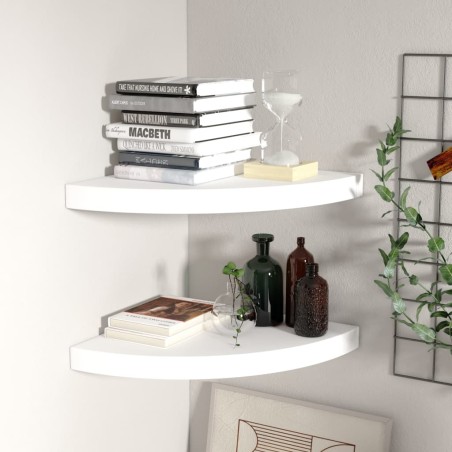 vidaXL Estantes flotantes de esquina 2 uds MDF blanco 35x35x3,8 cm