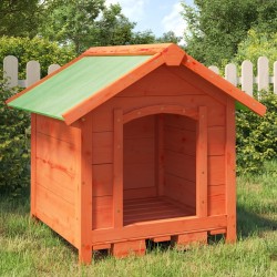 vidaXL Caseta para perros madera maciza de pino marrón 65x65x61,5 cm