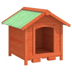 vidaXL Caseta para perros madera maciza de pino marrón 65x65x61,5 cm
