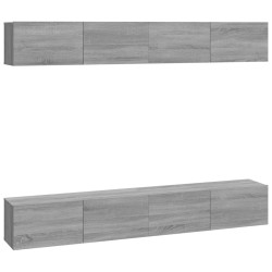vidaXL Muebles de TV 4 piezas gris Sonoma 100x30x30 cm