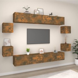 vidaXL Set de muebles de TV 8 pzas madera contrachapada roble ahumado