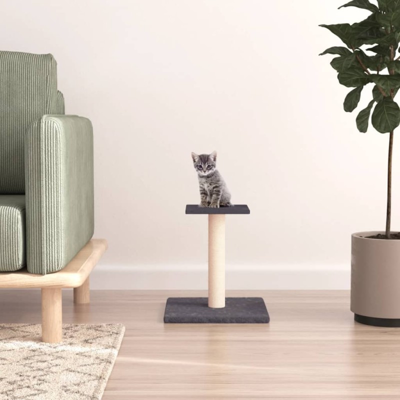 vidaXL Poste rascador para gatos con plataforma gris oscuro 38 cm vidaXL Poste rascador para gatos con plataforma gris oscuro 38 cm