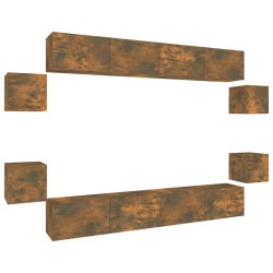 vidaXL Set de muebles de TV 8 pzas madera contrachapada roble ahumado