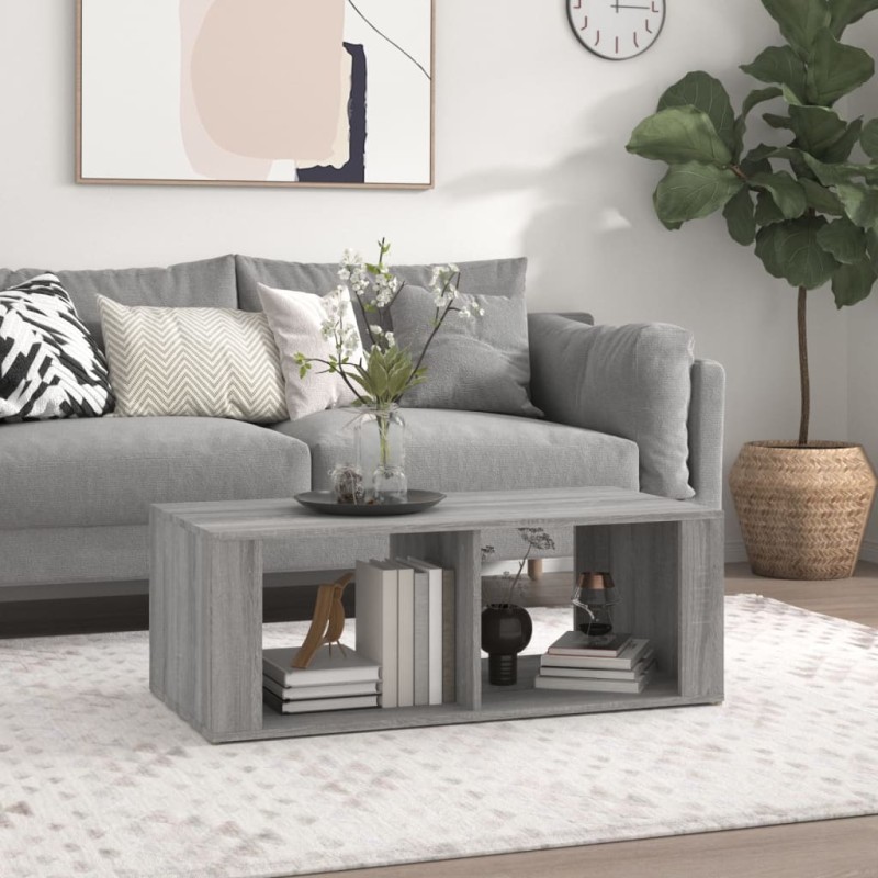 vidaXL Mesa de centro madera contrachapada gris Sonoma 100x50x36 cm vidaXL Mesa de centro madera contrachapada gris Sonoma 100x50x36 cm