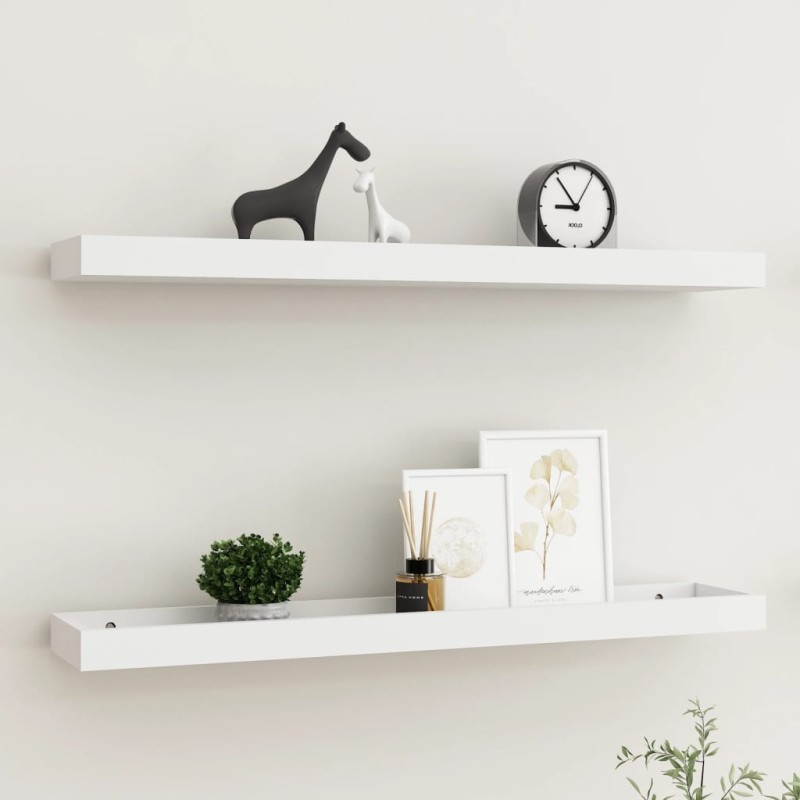 vidaXL Estantes de pared Loggia 2 uds blanco MDF 80x15x4 cm vidaXL Estantes de pared Loggia 2 uds blanco MDF 80x15x4 cm