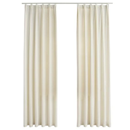 vidaXL Cortinas opacas con ganchos 2 pzas terciopelo crema 140x175 cm