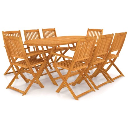 vidaXL Comedor de jardín plegable 9 piezas de madera maciza de acacia 