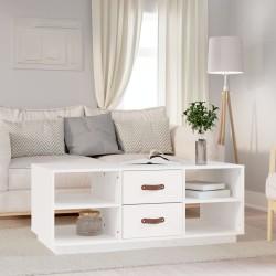 vidaXL Mesa de centro de madera maciza de pino blanco 100x50x41 cm