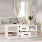 vidaXL Mesa de centro de madera maciza de pino blanco 100x50x41 cm vidaXL Mesa de centro de madera maciza de pino blanco 100x50x41 cm