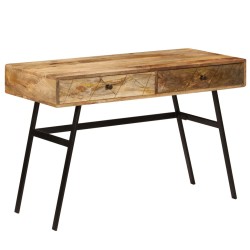 vidaXL Mesa de escritorio con cajones madera mango maciza 110x50x76 cm