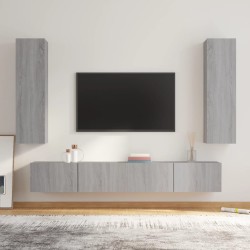 vidaXL Set de muebles para TV 4 pzas madera contrachapada gris Sonoma