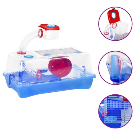 vidaXL Jaula para hámster polipropileno roja 57x33x26 cm
