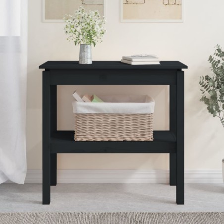 vidaXL Mesa consola de madera maciza de pino negro 80x40x75 cm