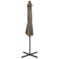 vidaXL Sombrilla voladiza con poste y luces LED gris taupé 300 cm vidaXL Sombrilla voladiza con poste y luces LED gris taupé 300 cm