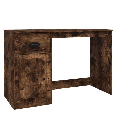 vidaXL Escritorio y cajón madera contrachapada roble humo 115x50x75 cm