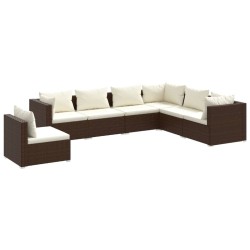 vidaXL Set muebles de jardín 7 piezas y cojines ratán sintético marrón